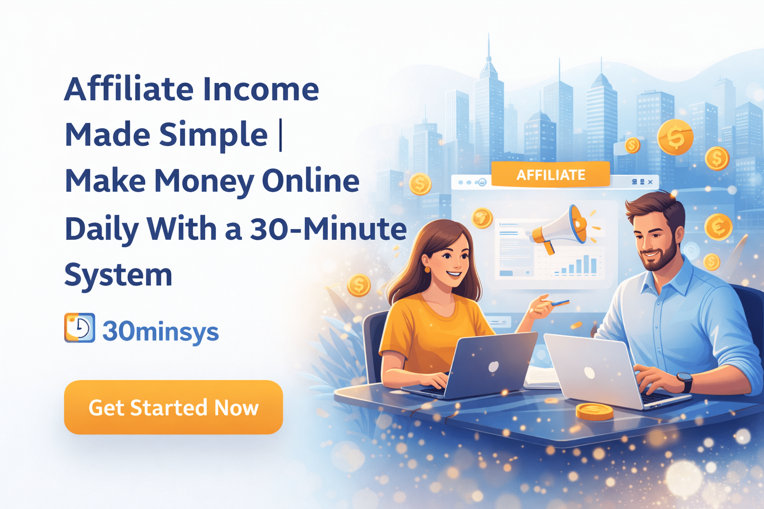 affiliate income system showing how to make money online daily in 30 minutes